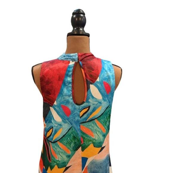 Nicole Miller Halter Neck Sleeveless Abstract Print Satin Maxi Dress – Small - Picture 5 of 9